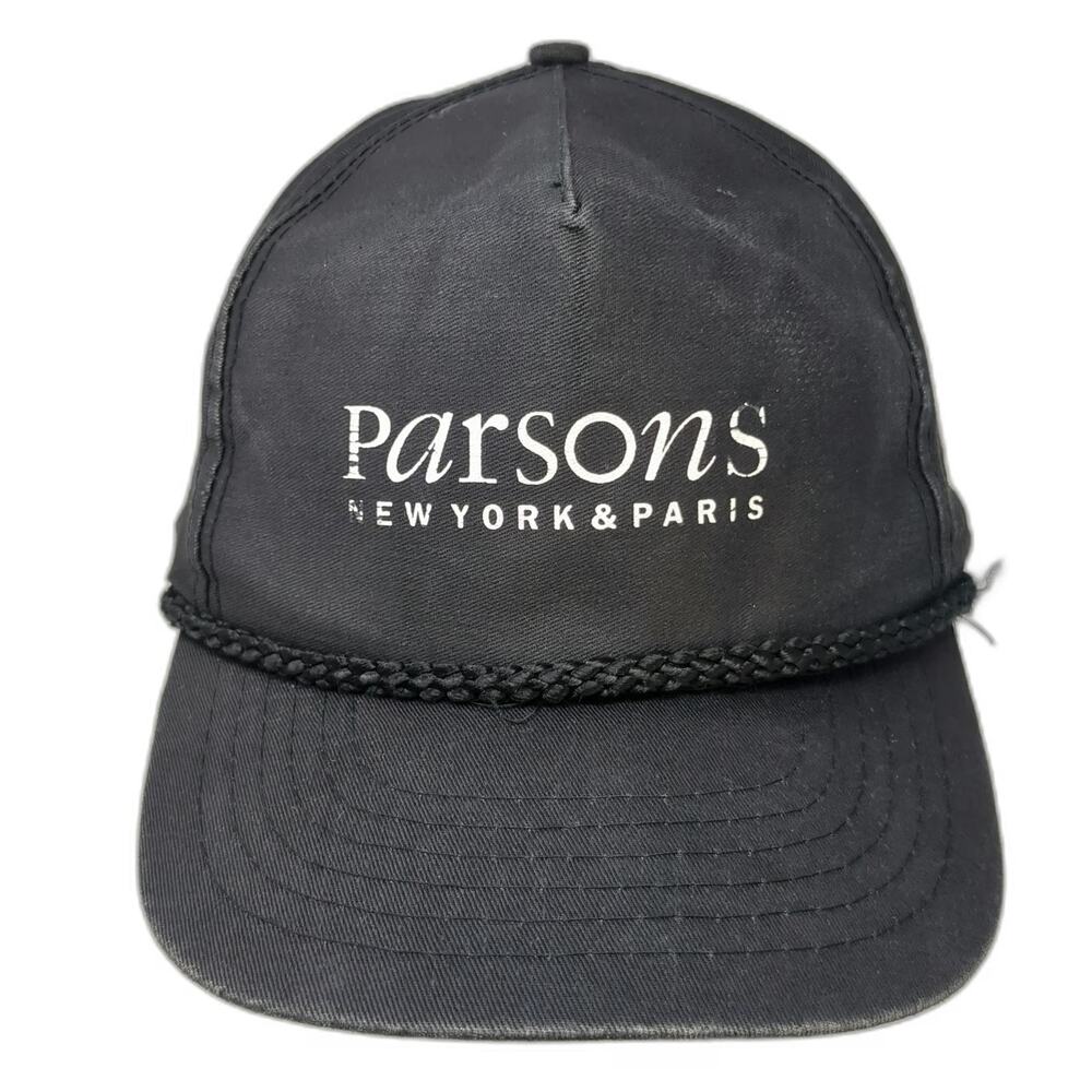 Speedway 5 Panel Black One Size Hat Rope Snapback Parsons New York & Paris